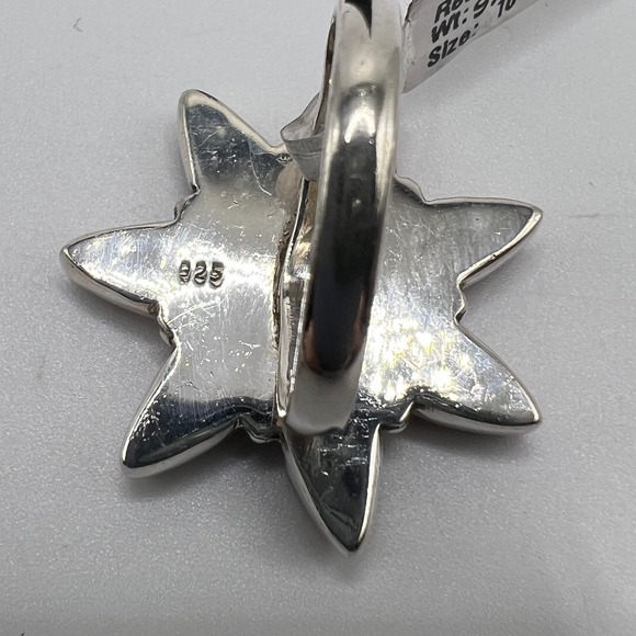 Sterling Silver 925 Red Rose Dahlia Turquoise Flower Statement Ring Size 10 - Picture 6 of 9